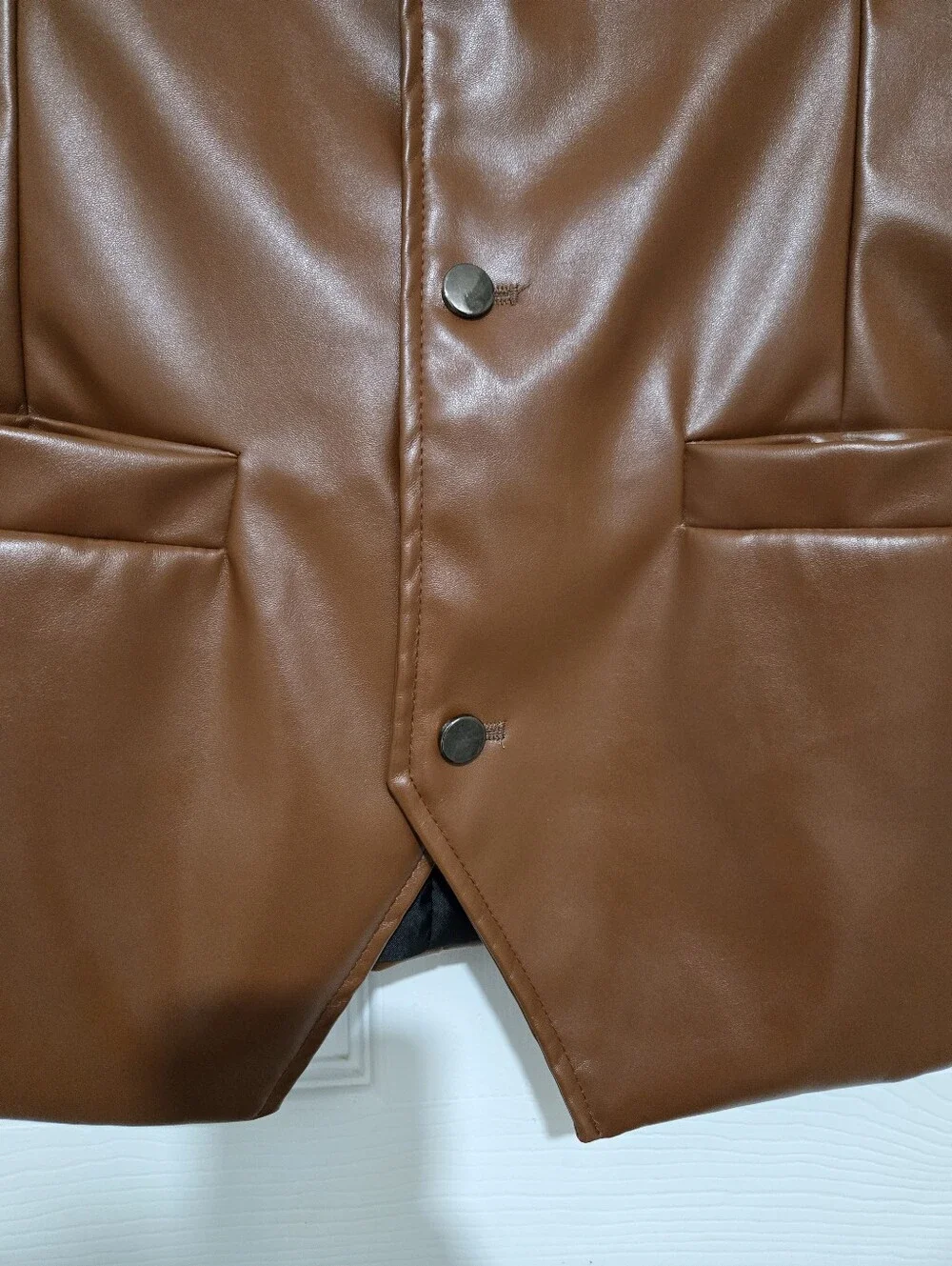 Lars Amadeus Brown Faux Leather Vest Men's Size L Western Biker Retro